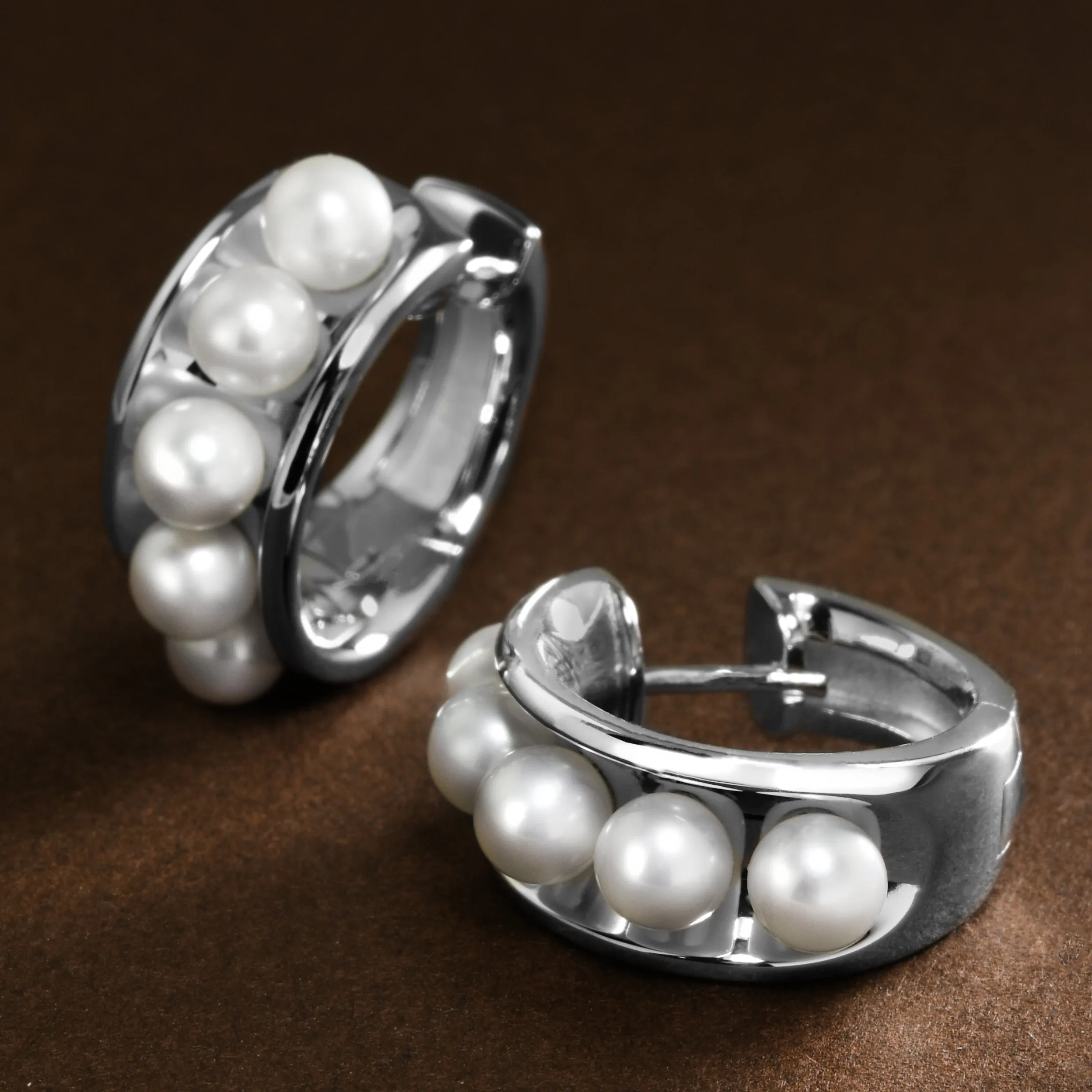 Modern Pearl Hoops
