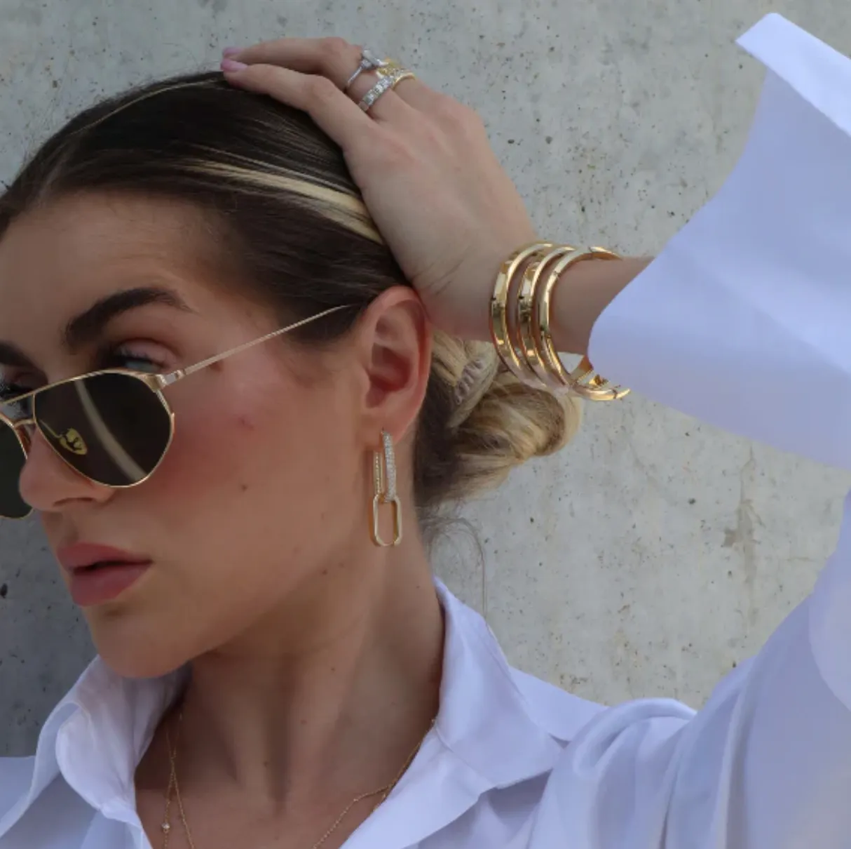 Modular Drop Hoop in Gold