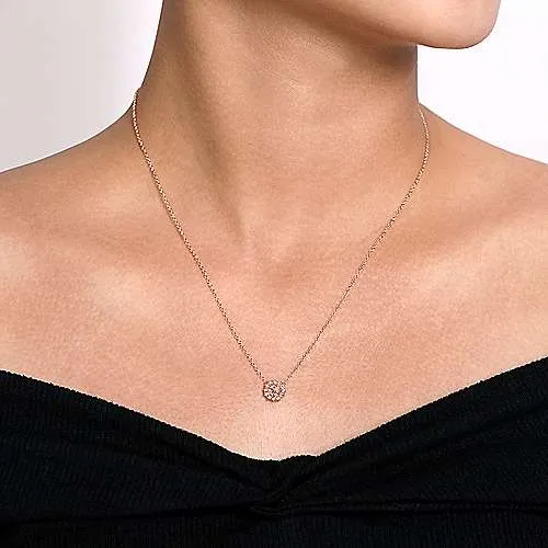 Morganite and Diamond Halo Pendant Necklace