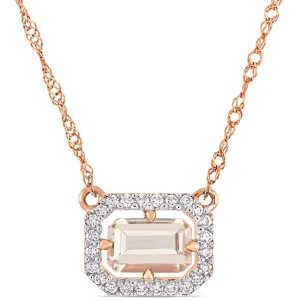 Morganite Halo Station Necklace