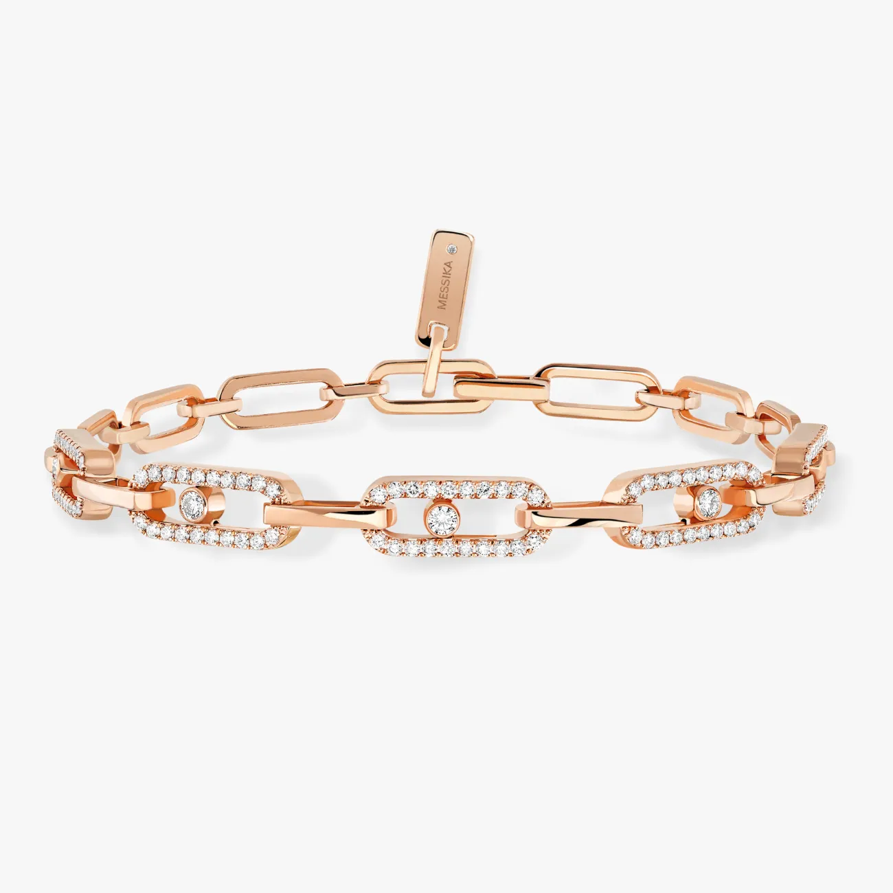 Move Link 18K Rose Gold Multi Diamond Pavé Bracelet