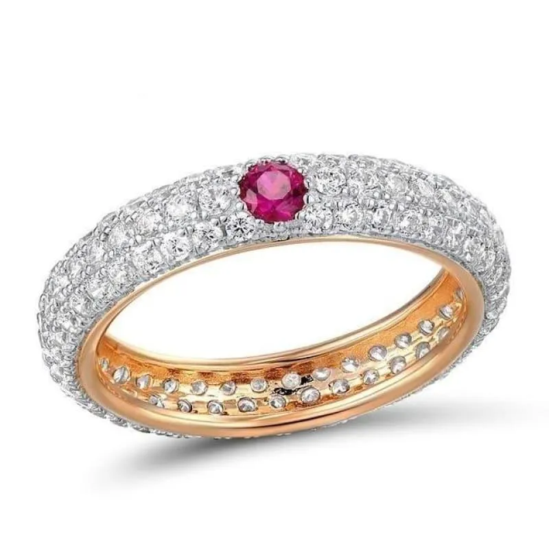 Multi-Color Gem Stones Eternity Pure 925 Sterling Silver Ring