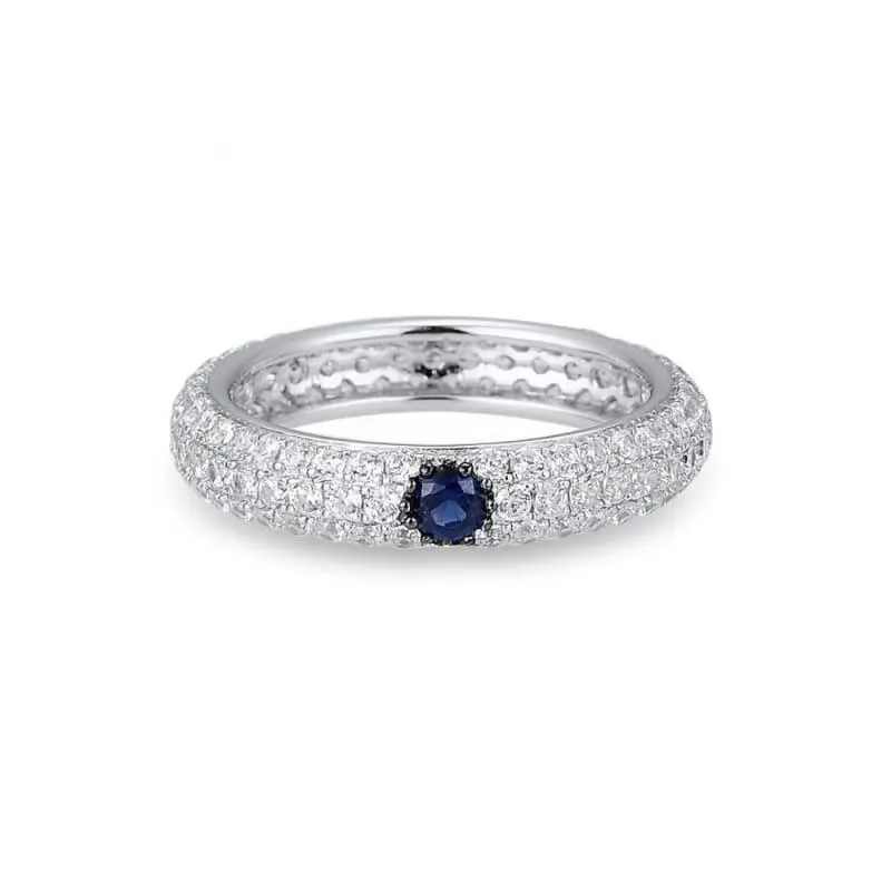 Multi-Color Gem Stones Eternity Pure 925 Sterling Silver Ring