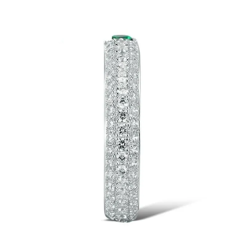 Multi-Color Gem Stones Eternity Pure 925 Sterling Silver Ring
