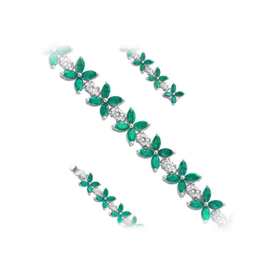 Multi-flower Silver Flower Tennis Bracelet