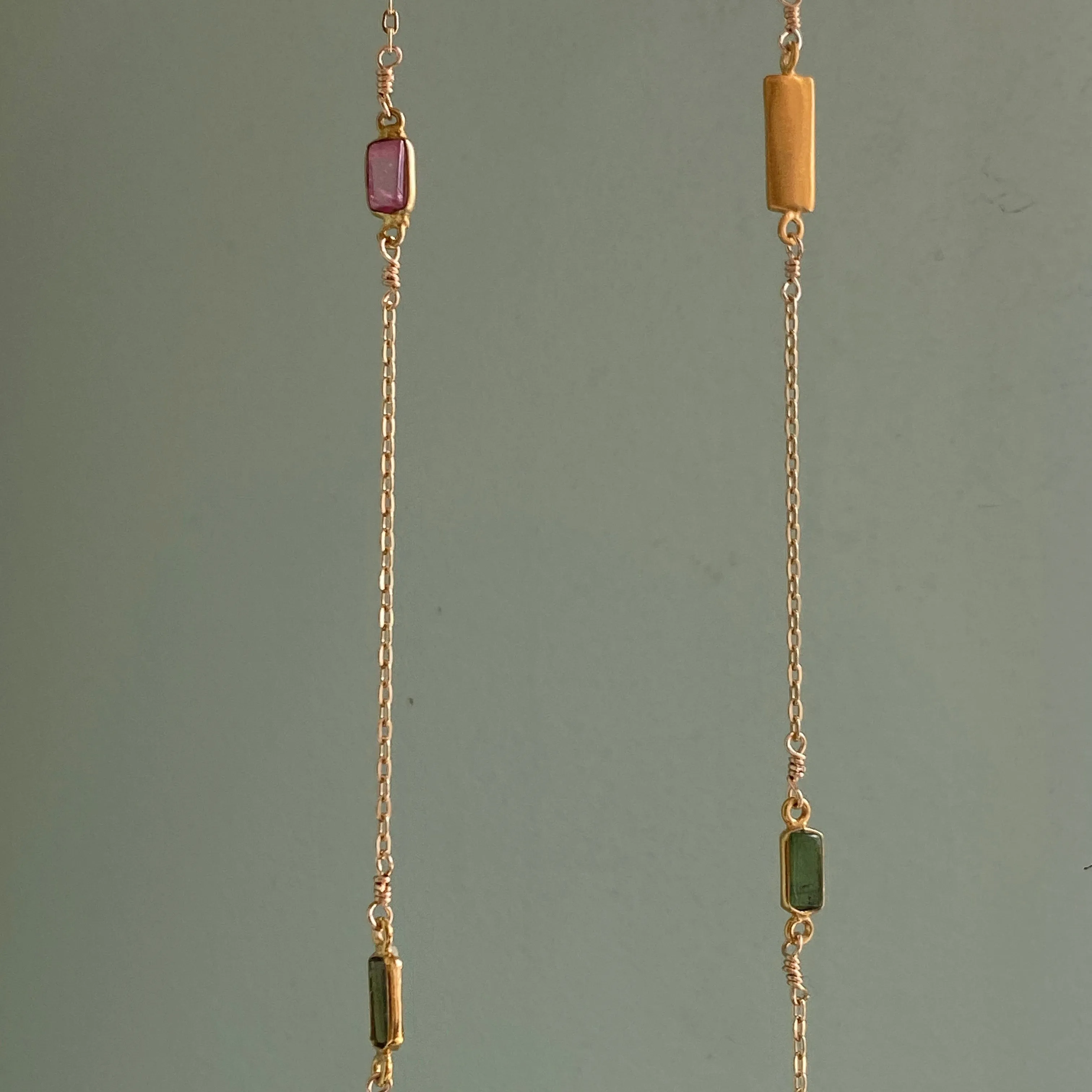 multi tourmaline   bars long necklace