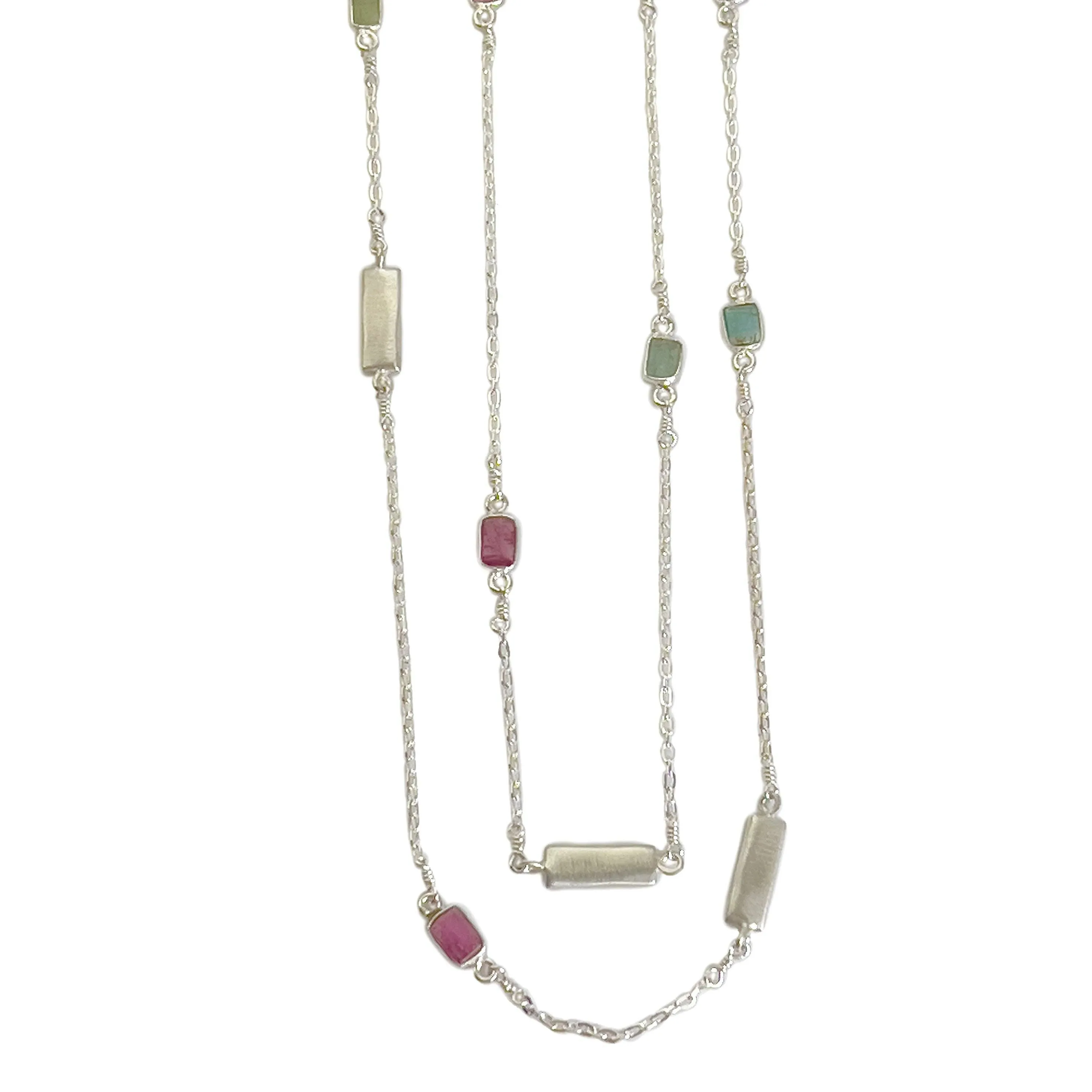 multi tourmaline   bars long necklace