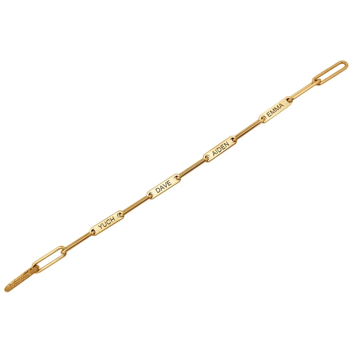 Nameplate Paperclip Bracelet with Diamond Clasp