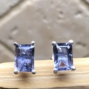 Natural 2.5ct Iolite 925 Solid Sterling Silver Stud Earrings 7mm