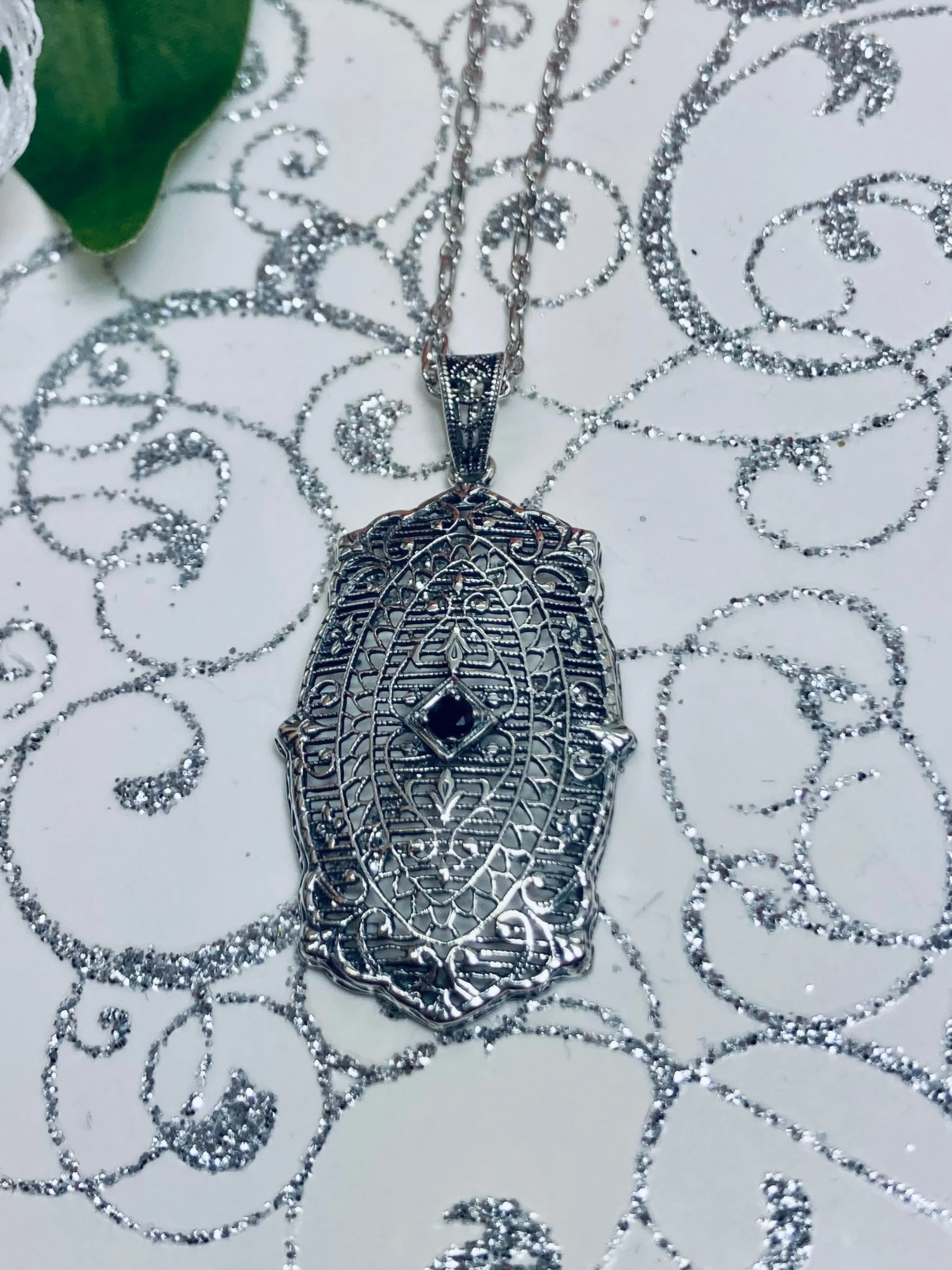 Natural Blue Sapphire Pendant with optional Earrings, Rococo Inspired Vintage Revival Jewelry #S358