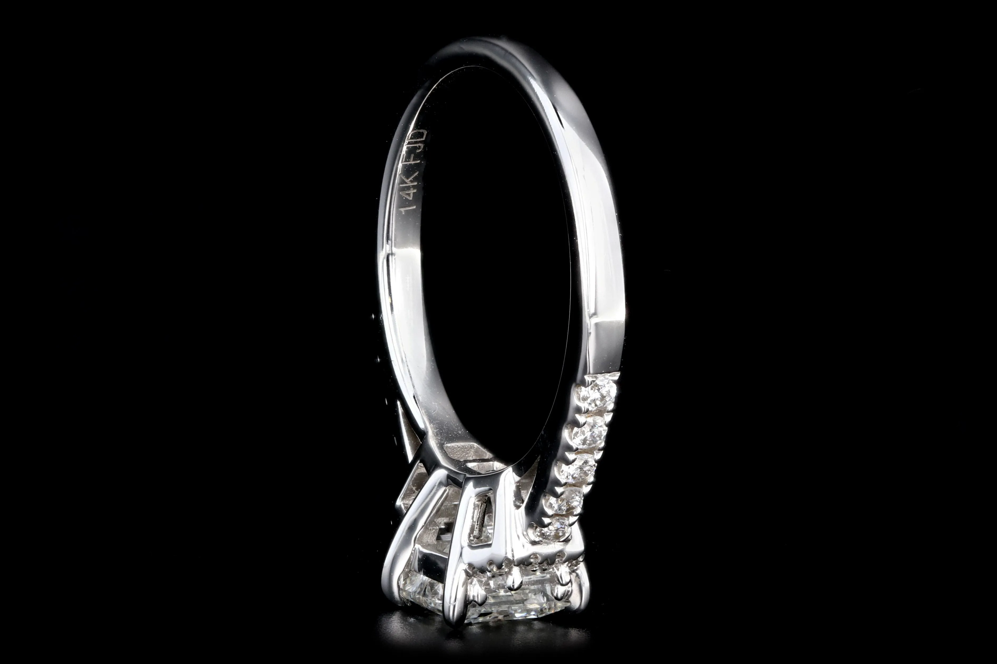 New 14K White Gold 1.04 Carat Princess Cut Diamond Engagement Ring GIA Certified