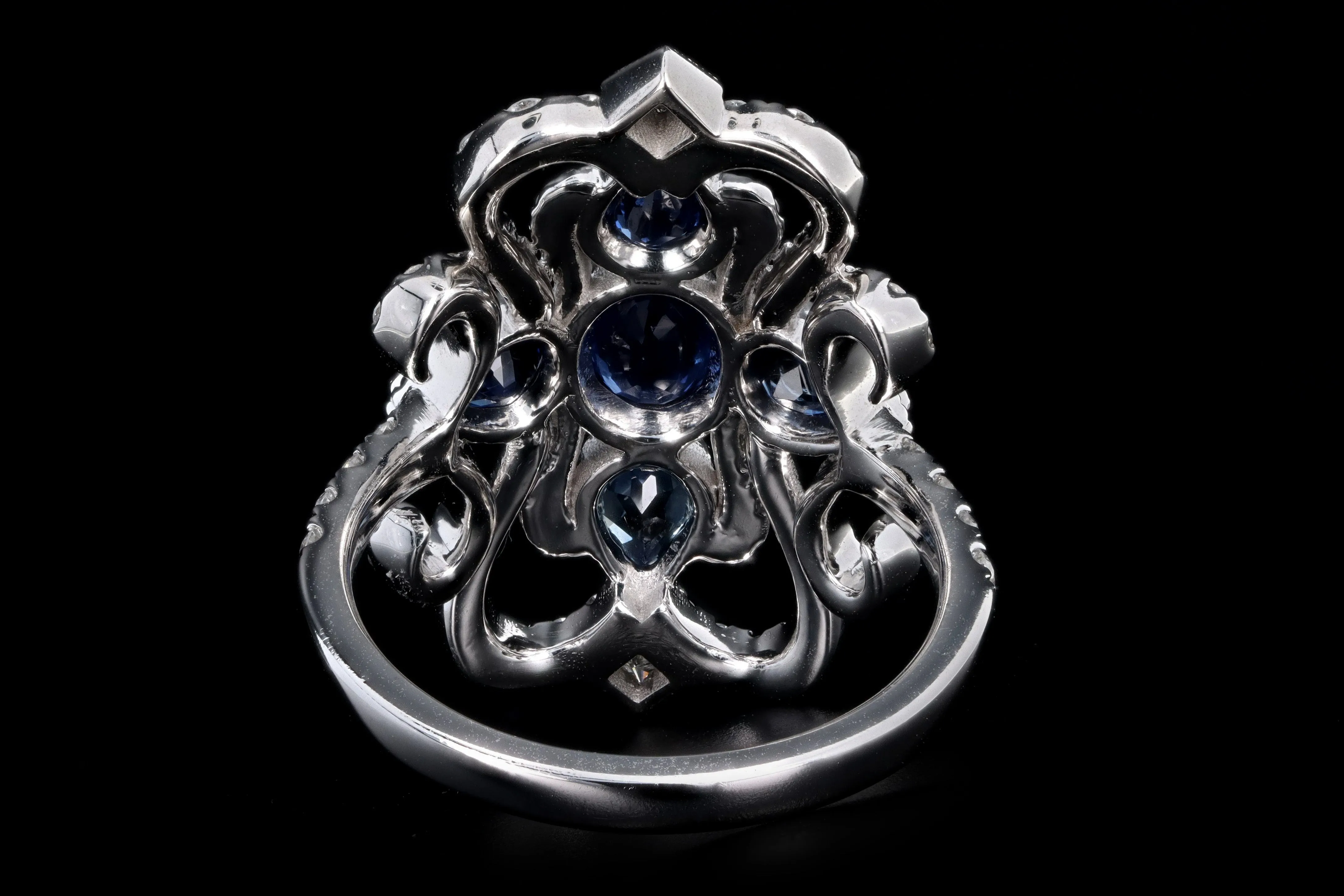 New 14K White Gold .51 Carat Natural Sapphire & Diamond Ring