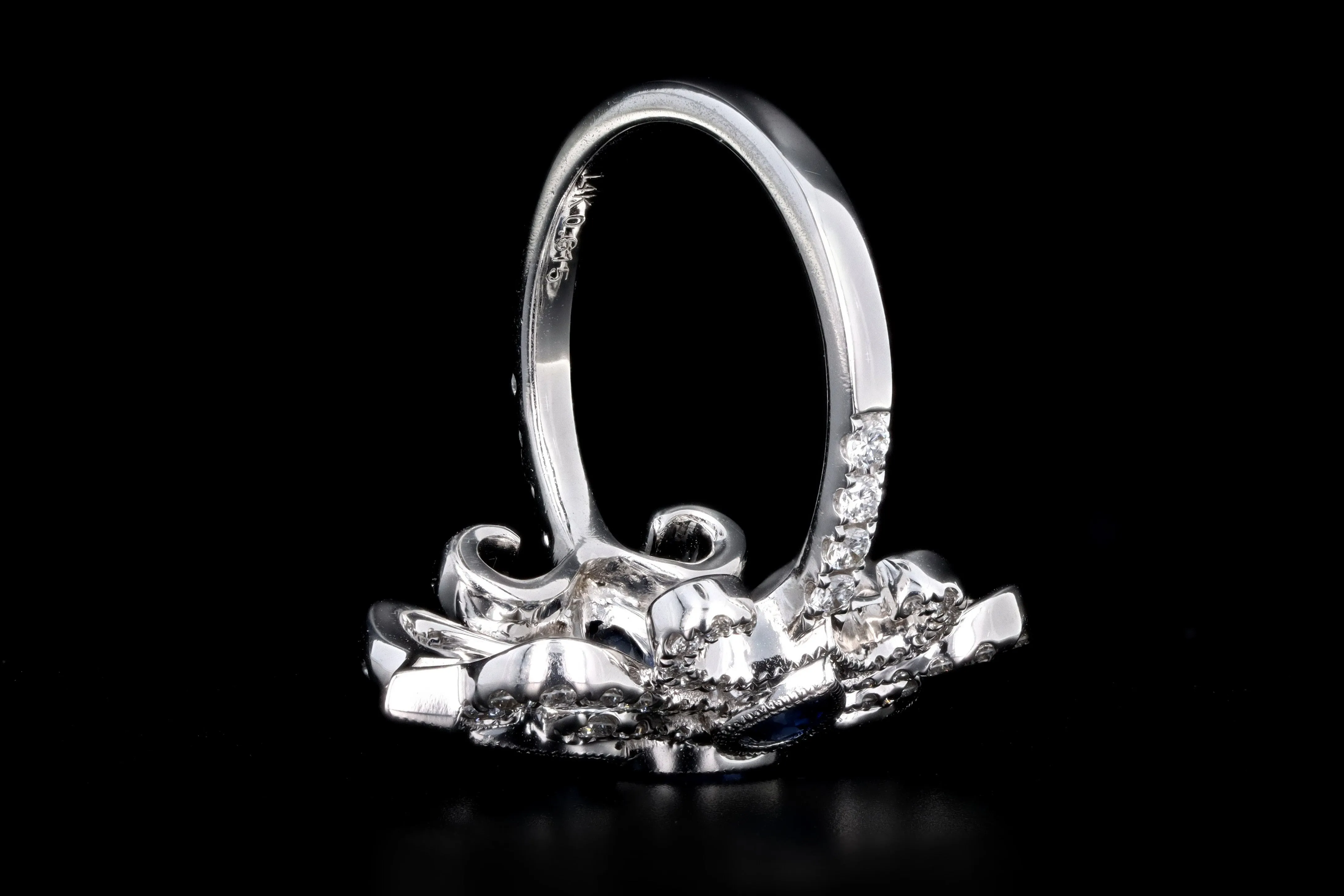 New 14K White Gold .51 Carat Natural Sapphire & Diamond Ring