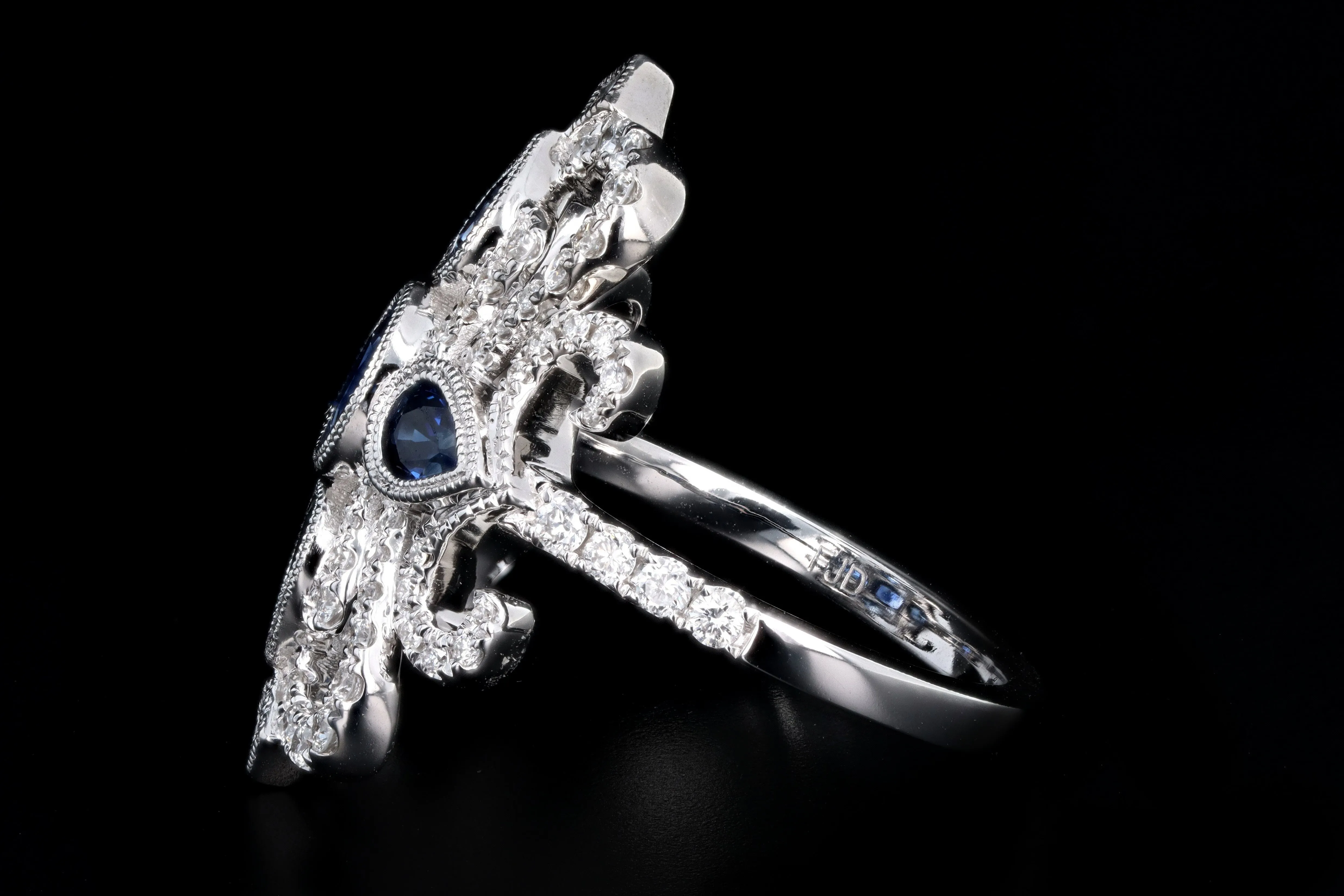 New 14K White Gold .51 Carat Natural Sapphire & Diamond Ring