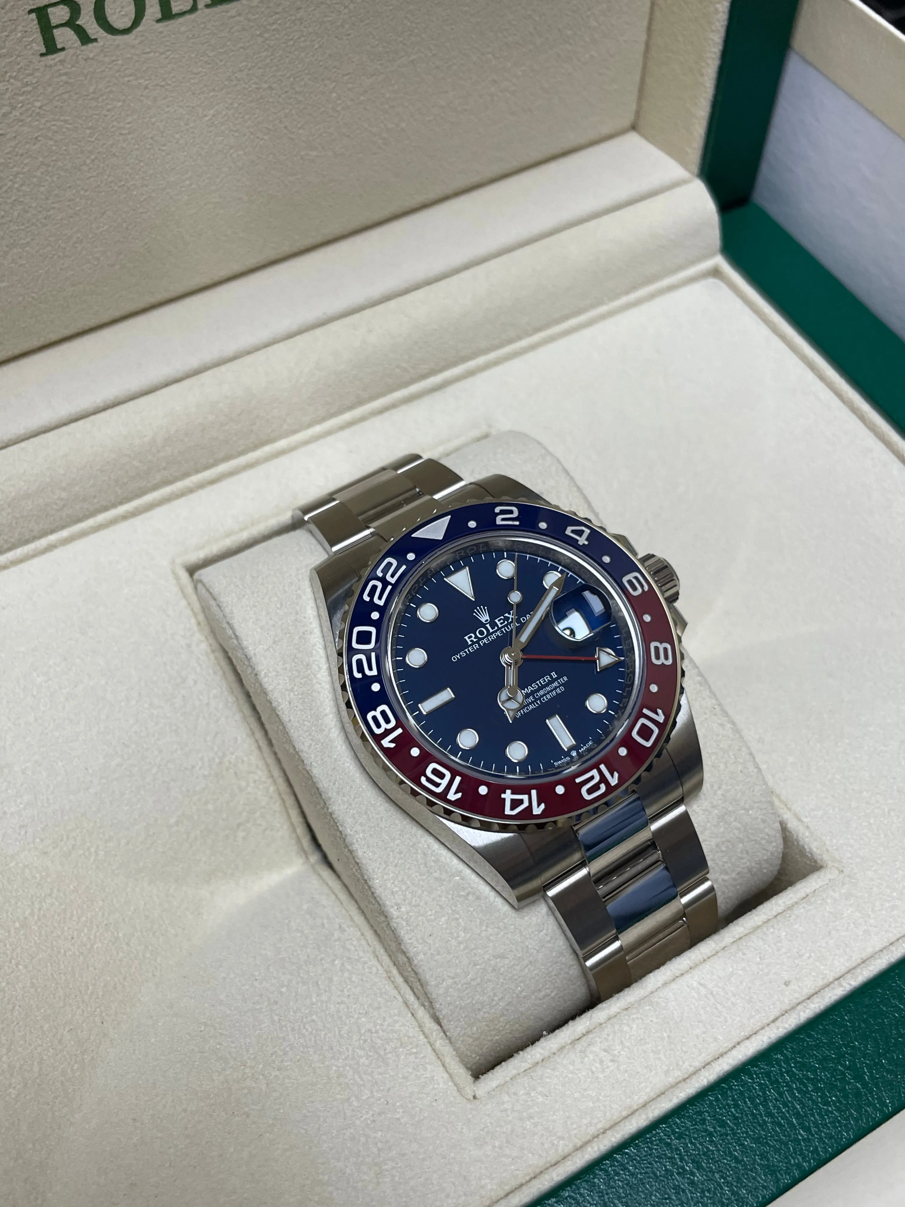 NEW 2022 Rolex GMT-Master II Pepsi BLUE DIAL 18K White Gold Watch 126719 BLRO