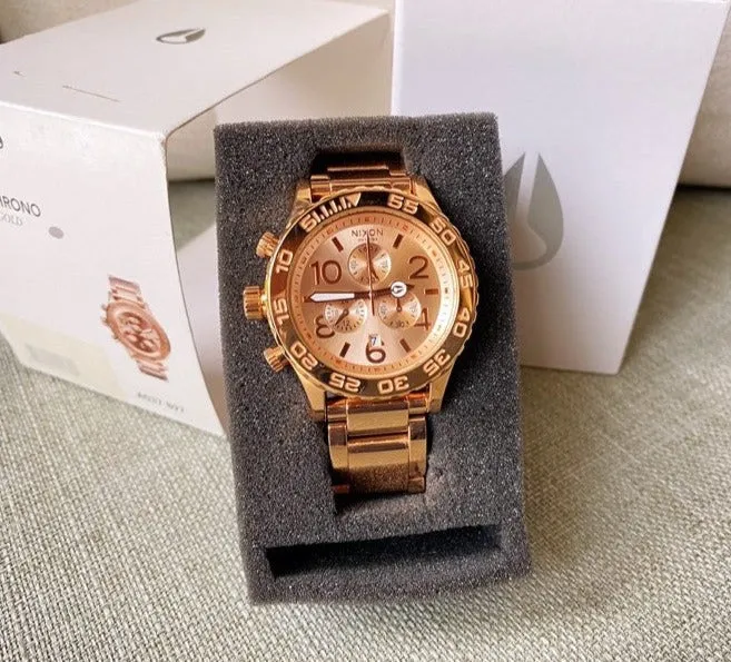 Nixon 42-20 Chronograph Rose Dial Rose Gold-tone Men's Watch Men's Watch A037-897