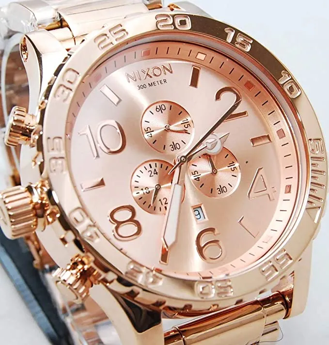 Nixon 42-20 Chronograph Rose Dial Rose Gold-tone Men's Watch Men's Watch A037-897