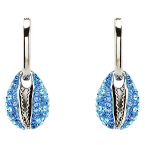 Ocean - Sterling Silver - Cowrie Crystal Dangle Shell Earrings