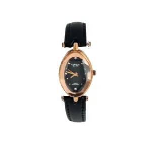 Omax Women's Black Strap & Diamond Dial Analog Watch, 00CT77746P02