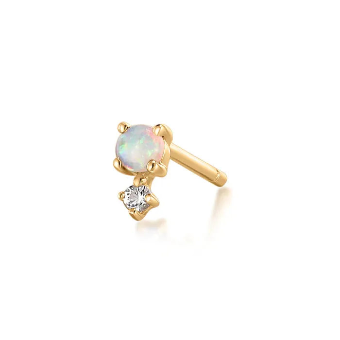 Opal and White Sapphire Stud Earrings (pair)
