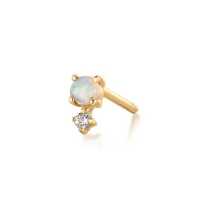Opal and White Sapphire Stud Earrings (pair)