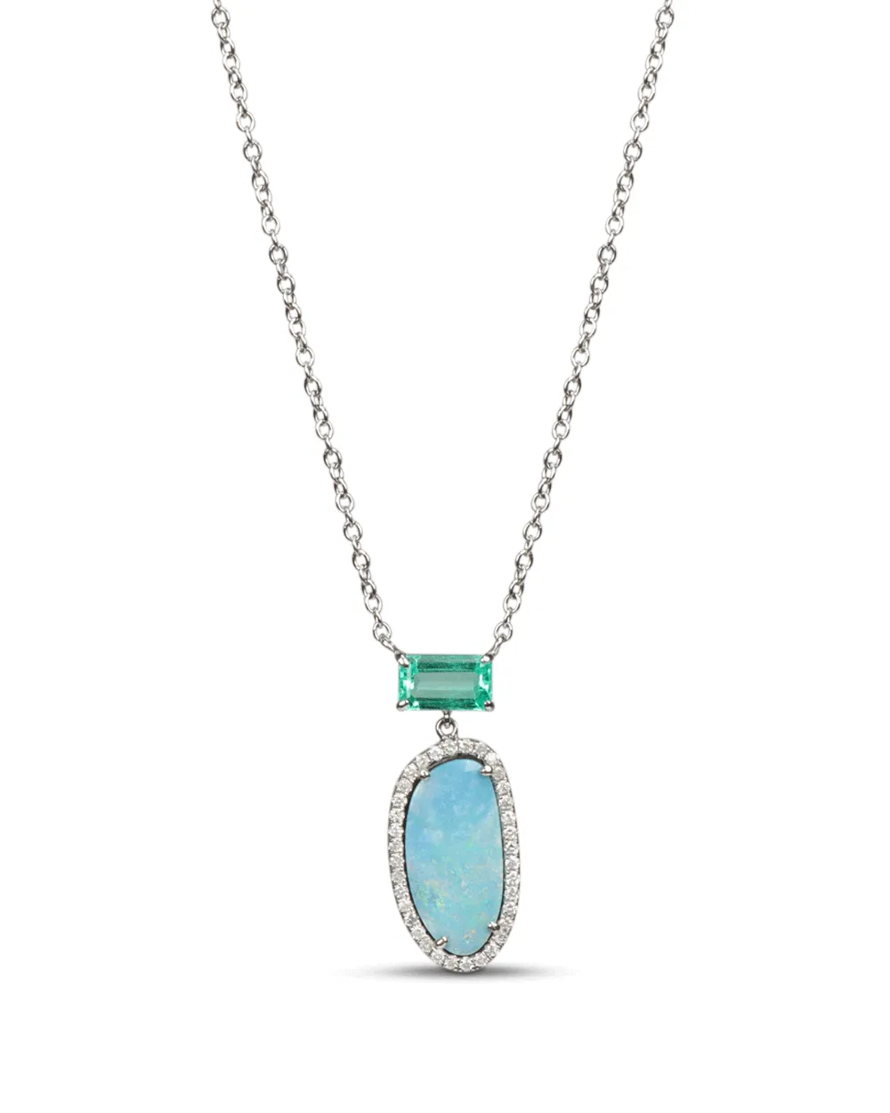 Opal Emerald Drop Necklace