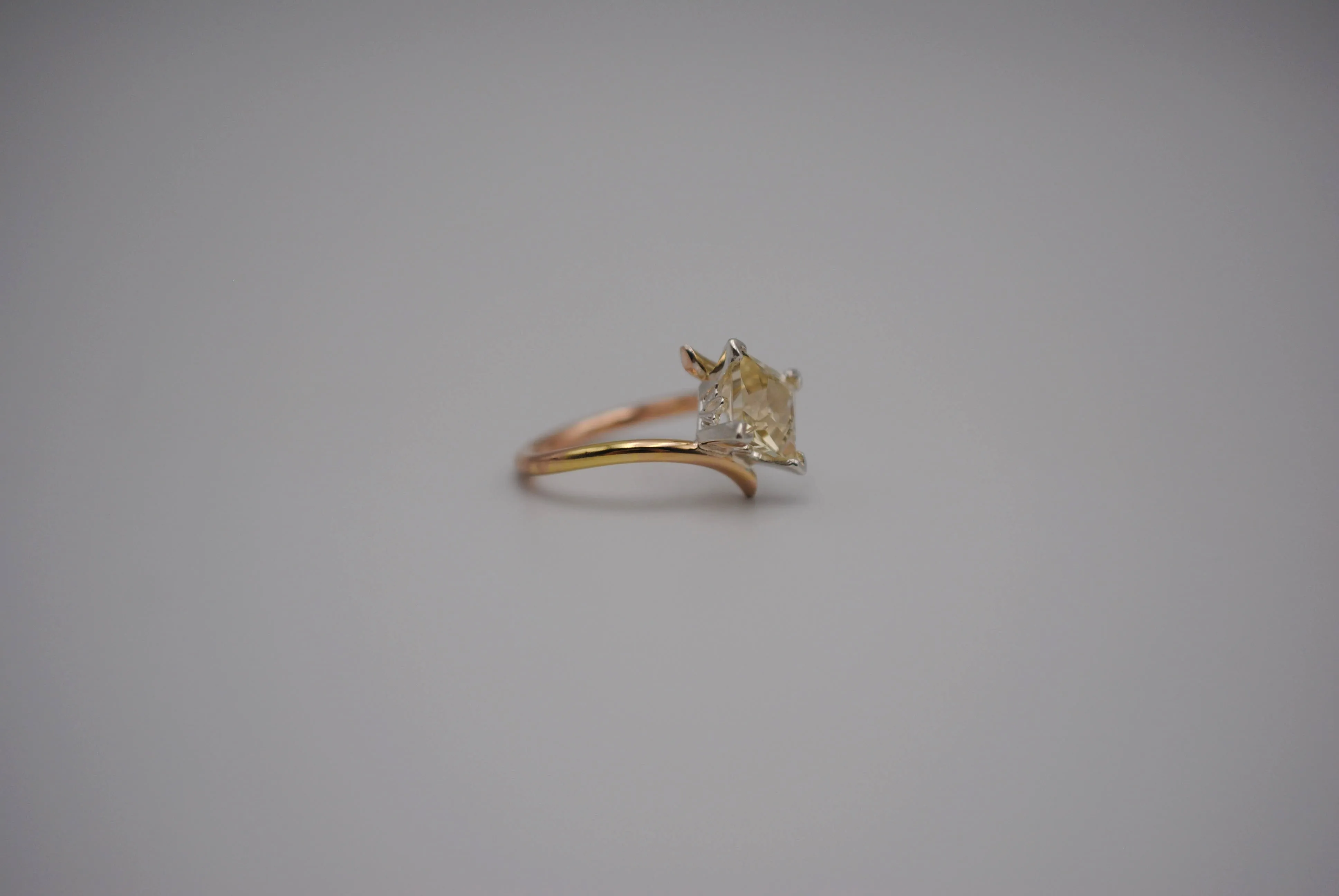 Oregon Sunstone Ring: Princess Cut, Bypass, Yellow Gold Fill