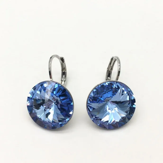 Oval Blue Sapphire Drop Earrings Gold Women Wedding Jewelry