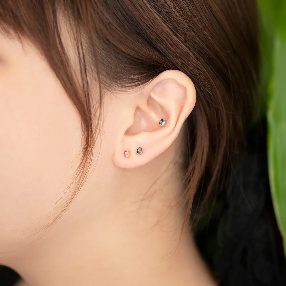 Oval Frame Stud Earrings - Sapphire