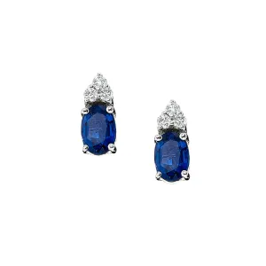 Oval Sapphire and Diamond Earrings 14K Gold