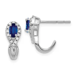 Oval Sapphire and Diamond Earrings in 14KT White Gold