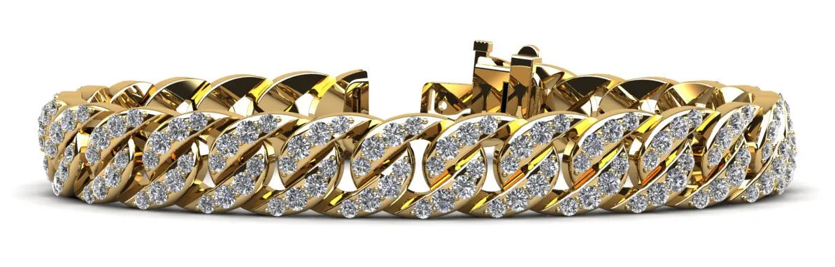Overlapping Cuban Link Diamond Bracelet with 6.16 ct.(finished) 1.6mm, 2.1mm