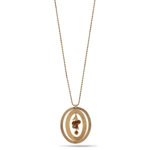 OXIDIZED GOLD OVAL PENDANT LONG NECKLACE #FW-N125G (A & B Line)