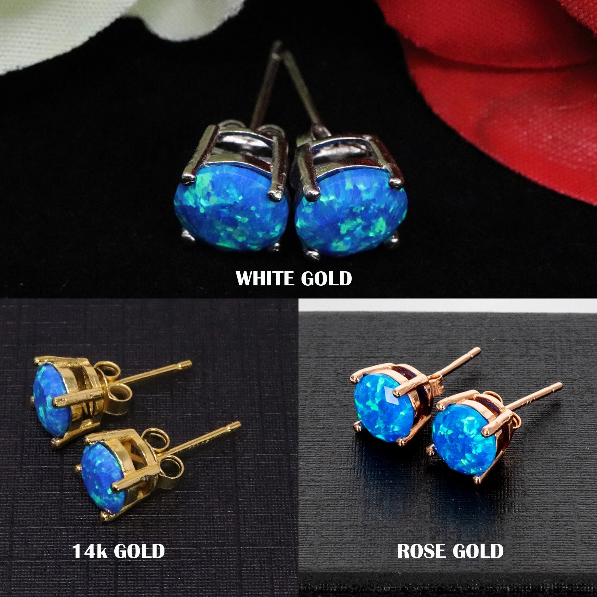 Pacific Sapphire Opal Stud Earrings