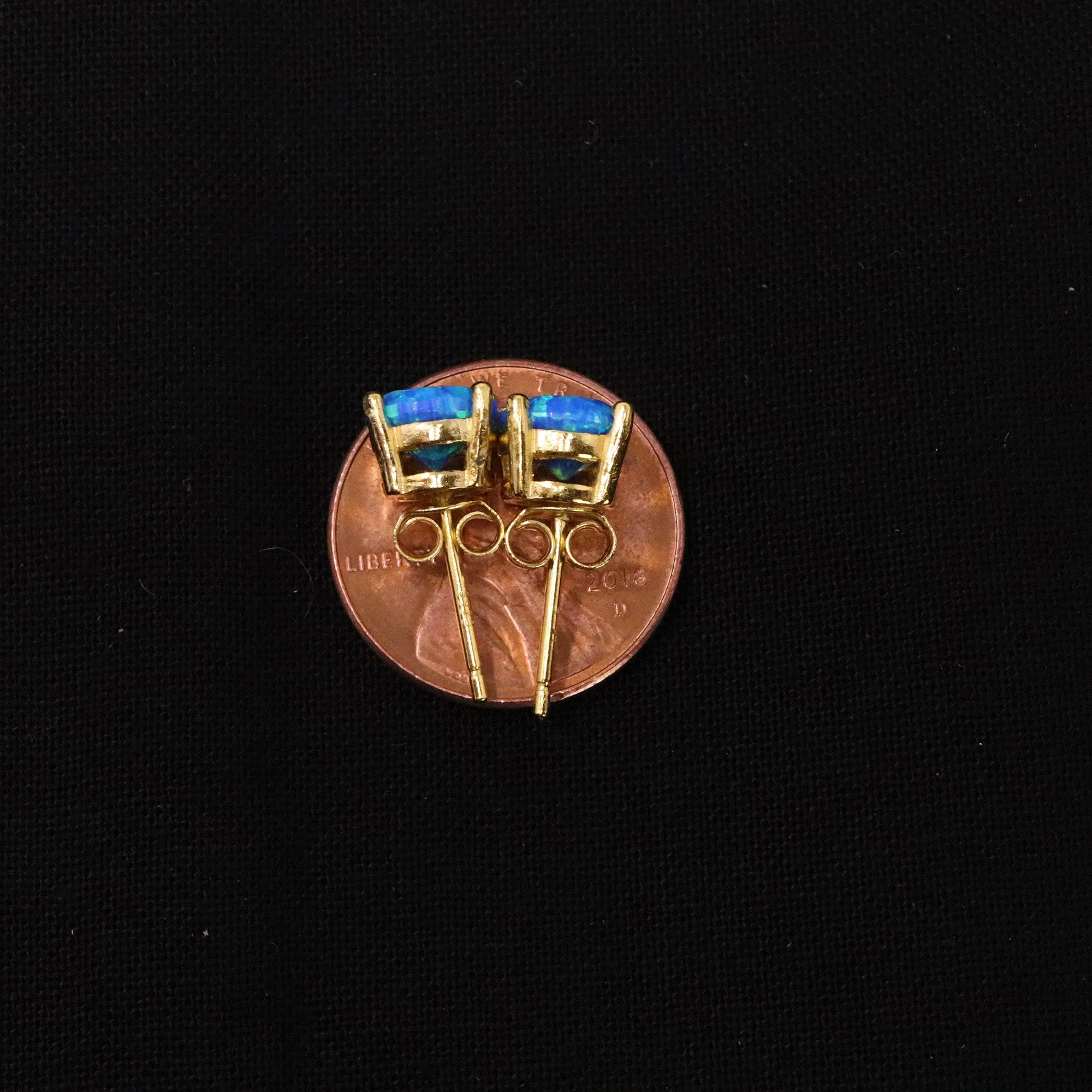 Pacific Sapphire Opal Stud Earrings