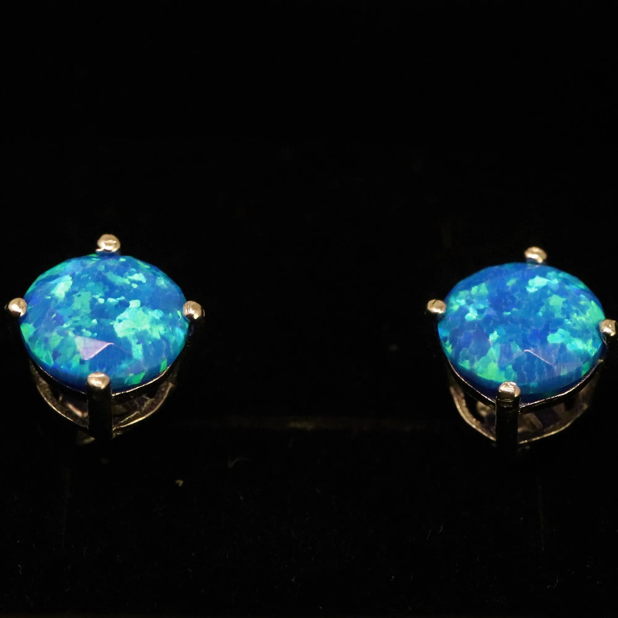 Pacific Sapphire Opal Stud Earrings