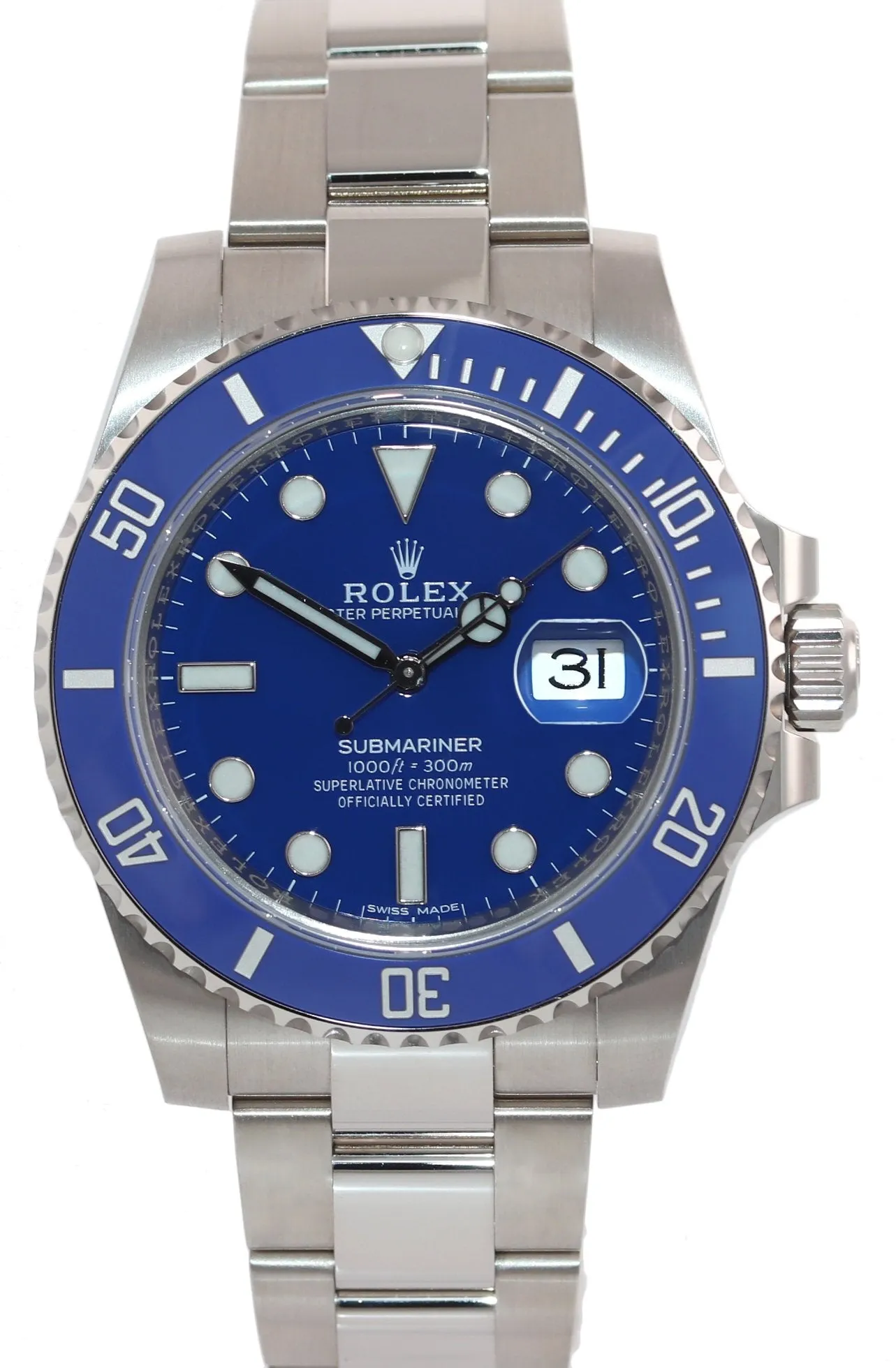 PAPERS Rolex Submariner Blue Smurf 116619 White Gold Watch Box DISCONTINUED