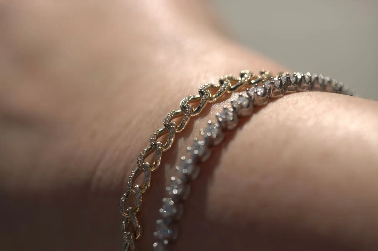 Pave Diamond Cuban Chain Link Bracelet