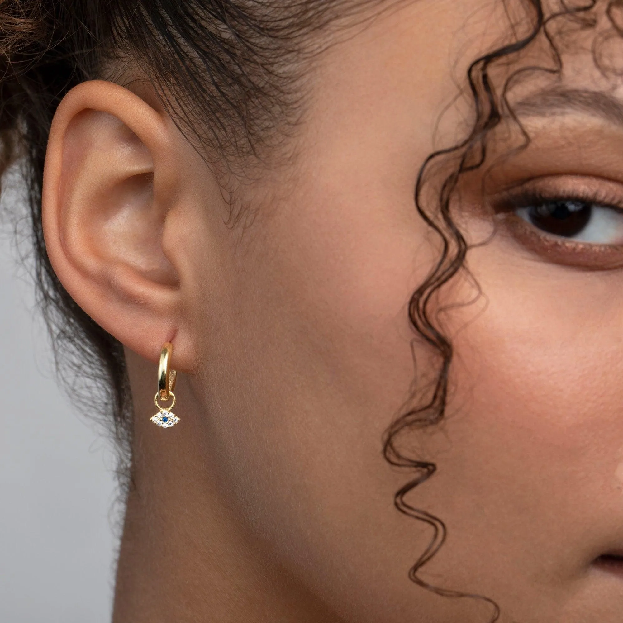 Pave Evil Eye Dangle Earrings - 18K Gold Vermeil