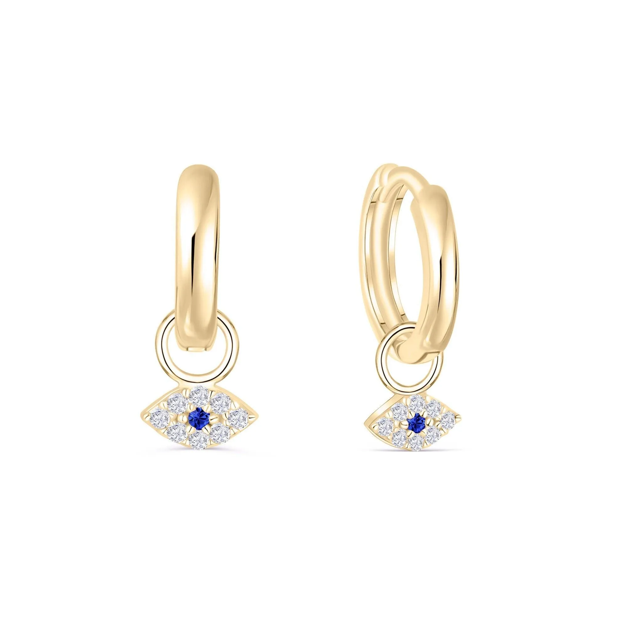 Pave Evil Eye Dangle Earrings - 18K Gold Vermeil