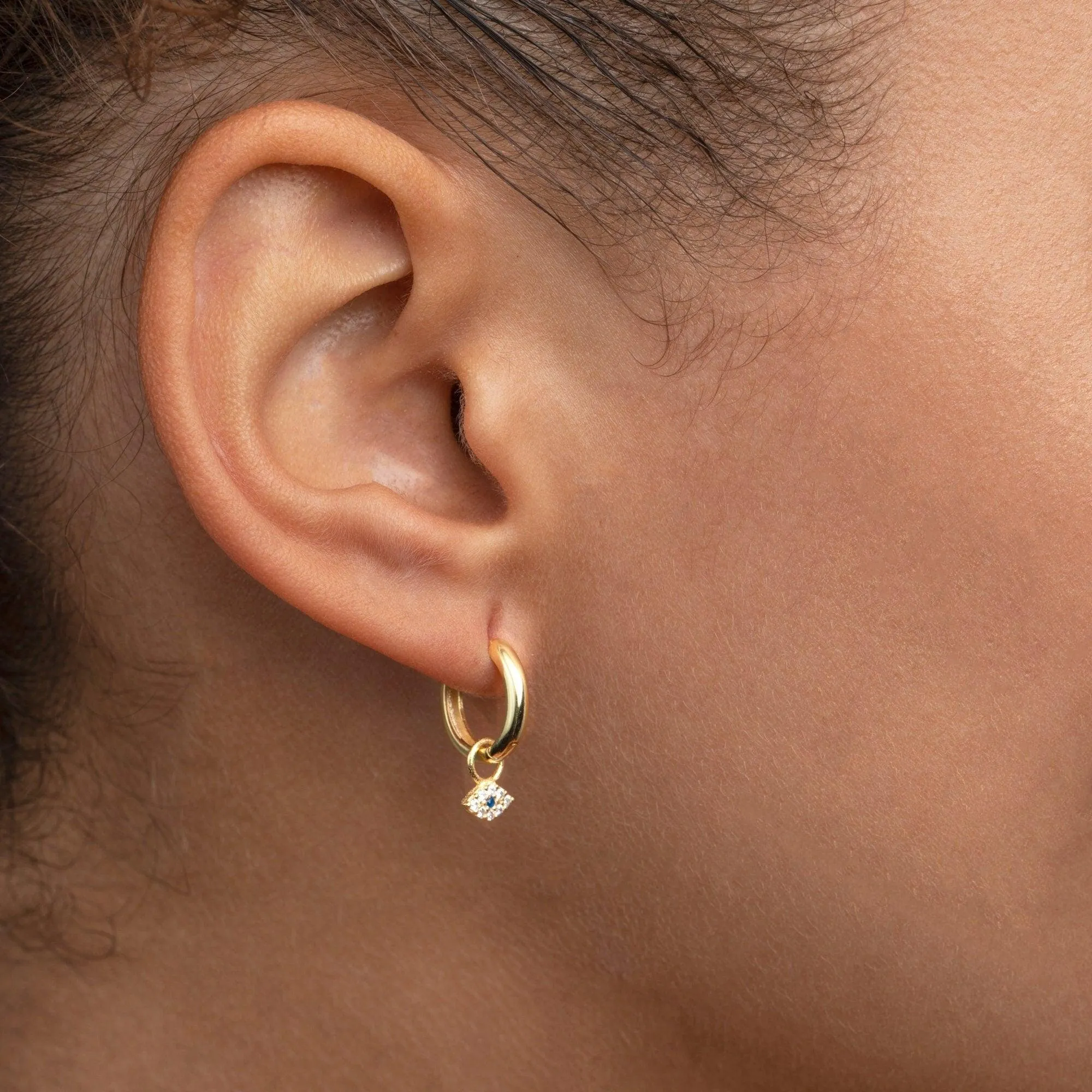 Pave Evil Eye Dangle Earrings - 18K Gold Vermeil