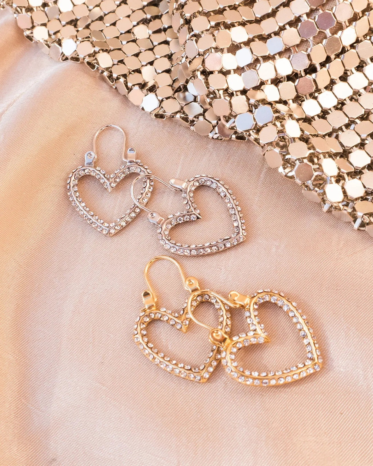 Pave Mini Heartbreaker Hoops- Silver