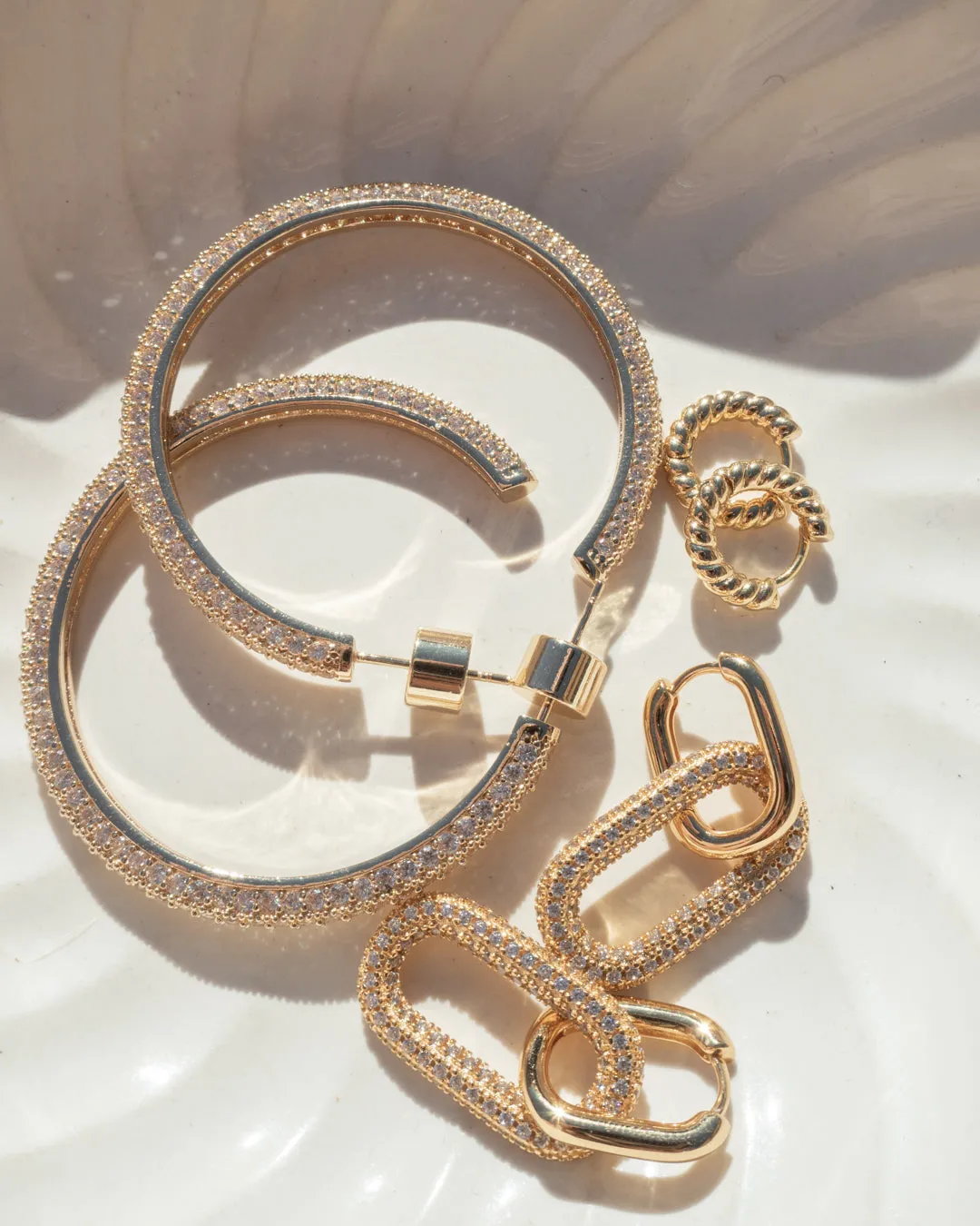 Pave Simone Loop Hoops- Gold