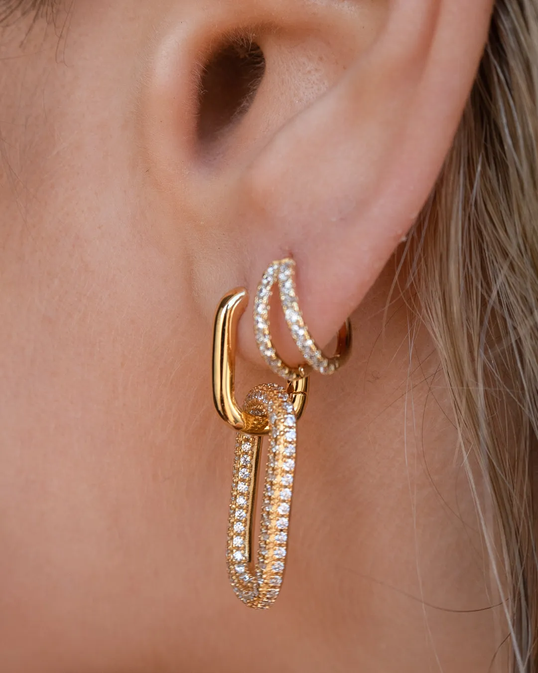 Pave Simone Loop Hoops- Gold