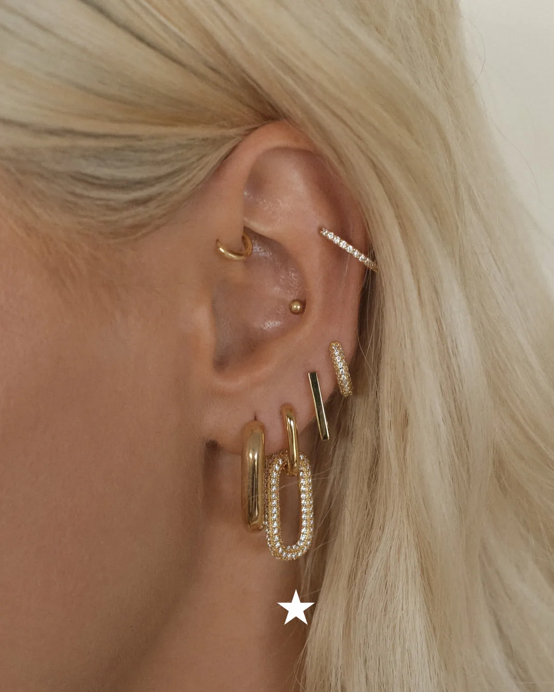 Pave Simone Loop Hoops- Gold