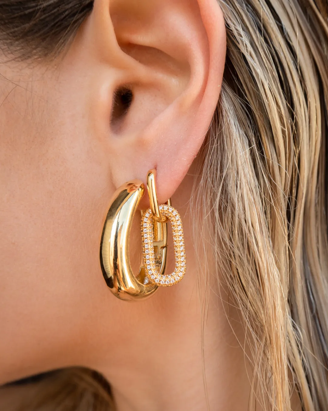 Pave Simone Loop Hoops- Gold