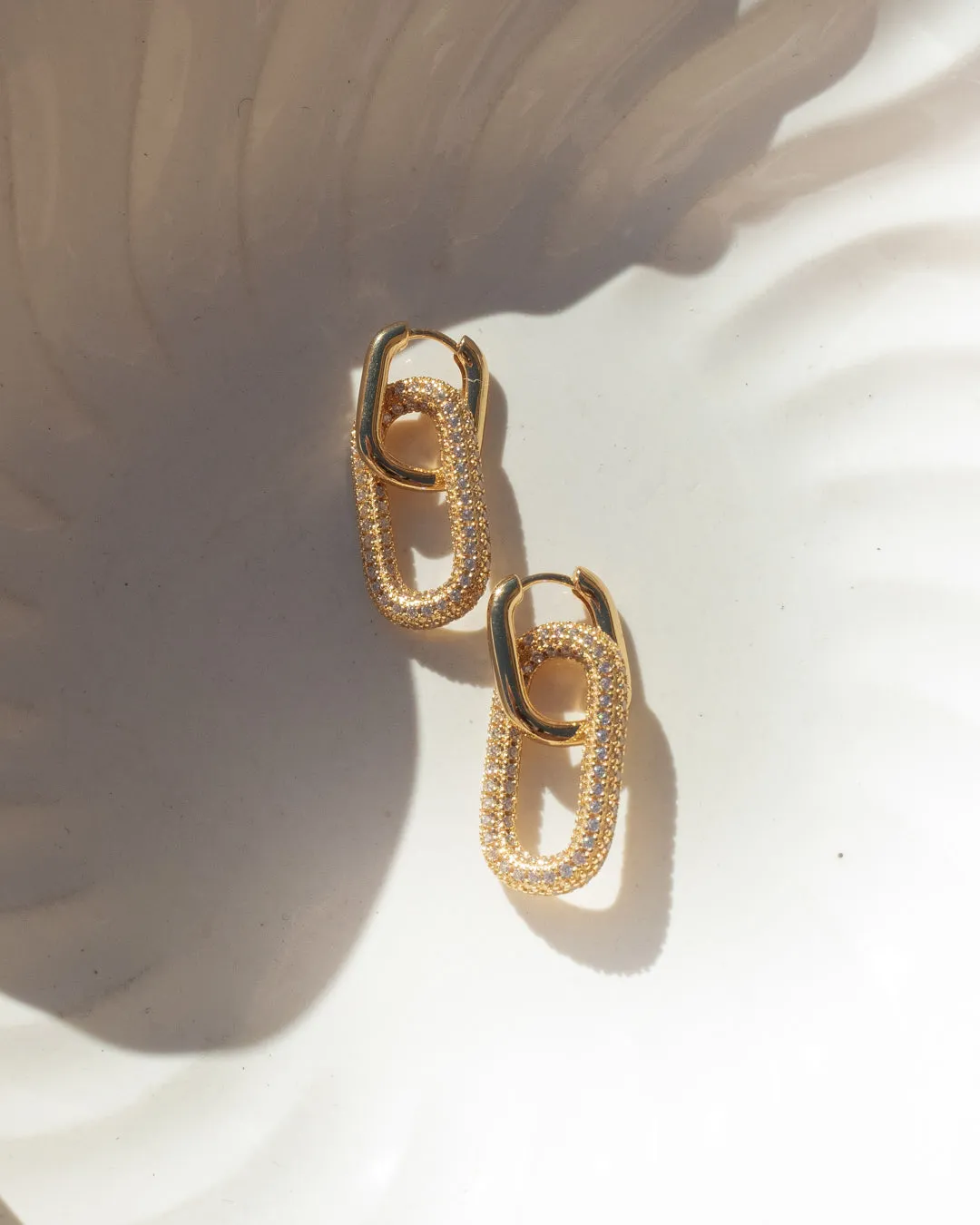 Pave Simone Loop Hoops- Gold