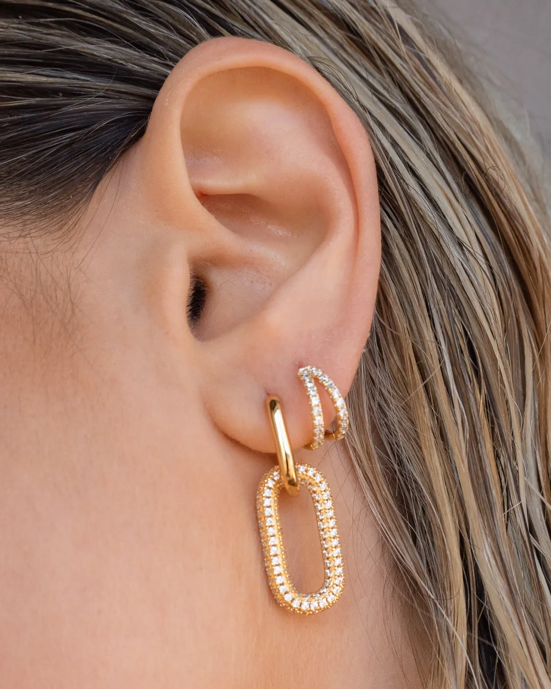 Pave Simone Loop Hoops- Gold
