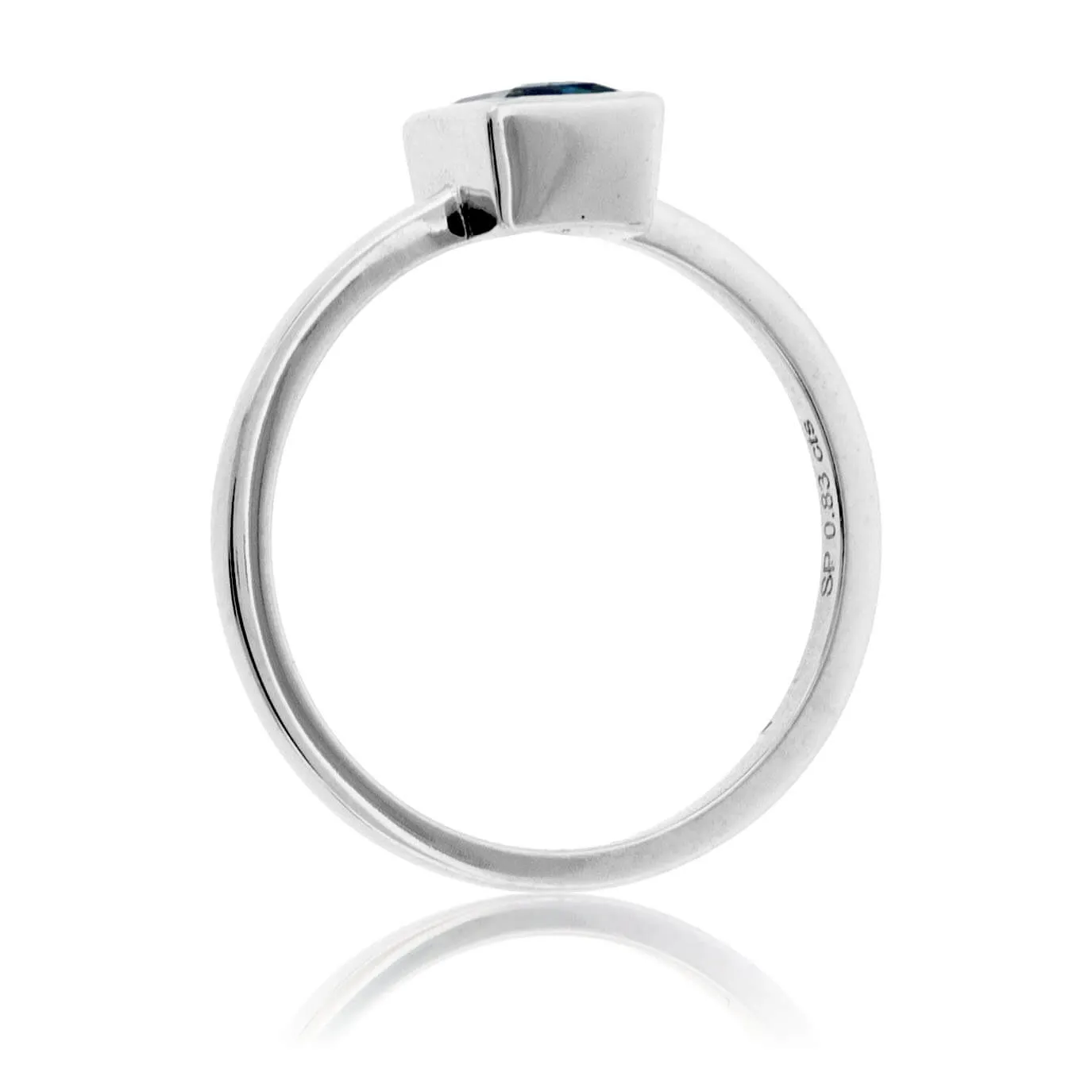 Peacock Blue-Green Sapphire Bezel Style Ring