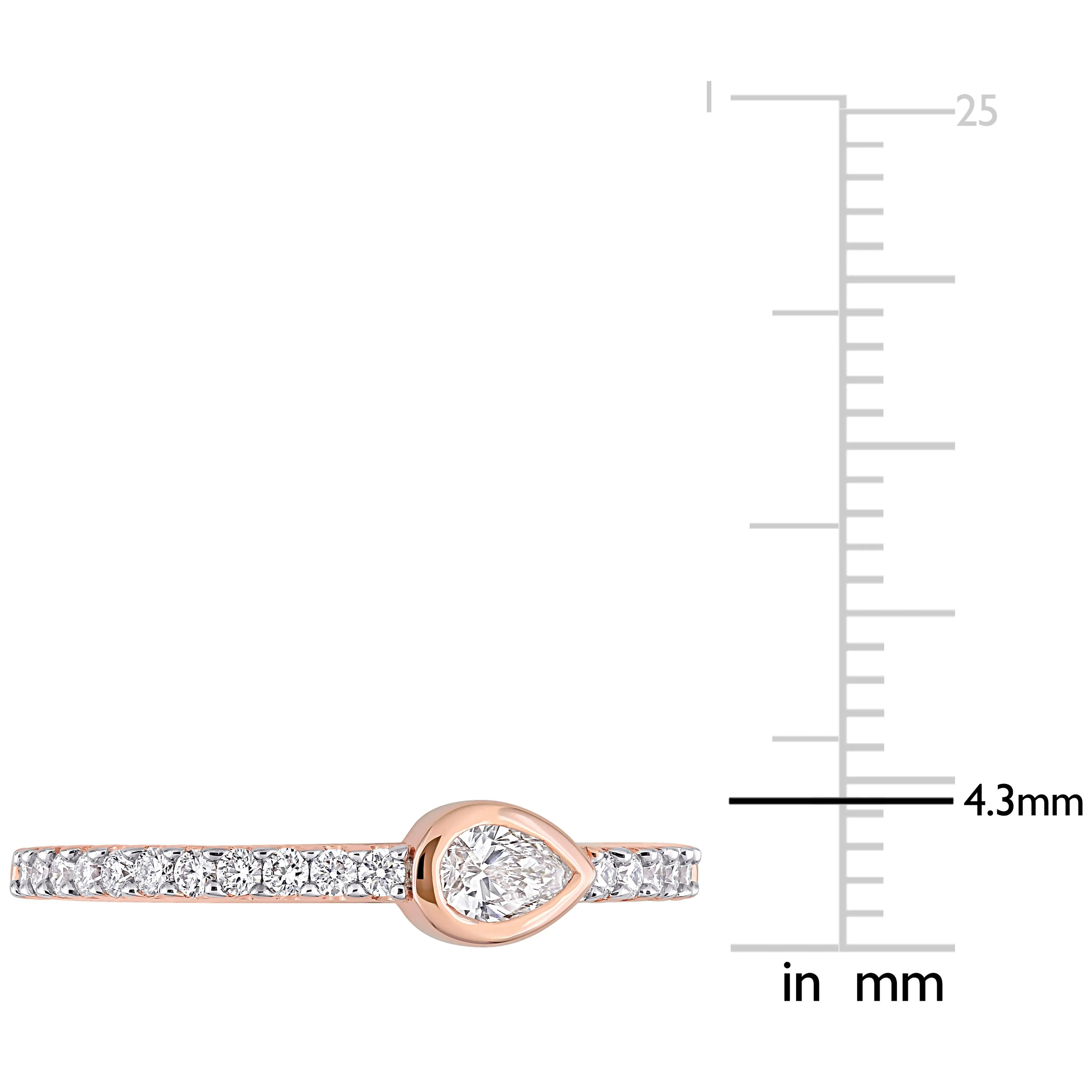 Pear Shape 14K Rose Gold Diamond Ring